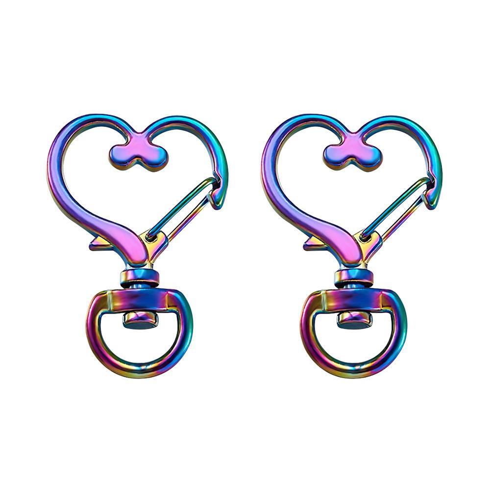 Portachiavi A Moschettone Girevole A Forma Di Cuore Portachiavi A Scatto A Molla In Metallo Multicolore Due - soufeelit