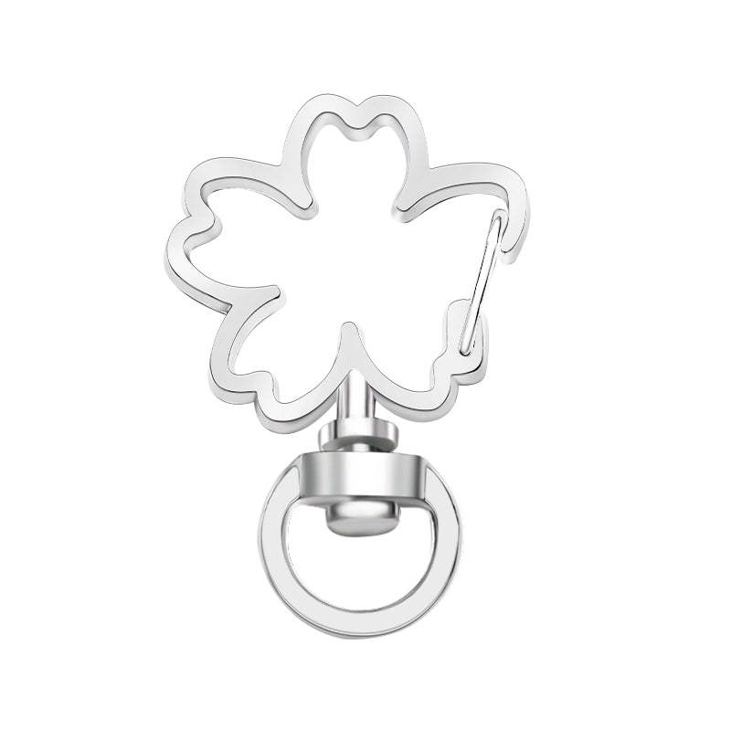 Portachiavi Con Moschettone Girevole Cherry Blossoms Portachiavi In ​​metallo A Scatto Con Molla In Argento - soufeelit