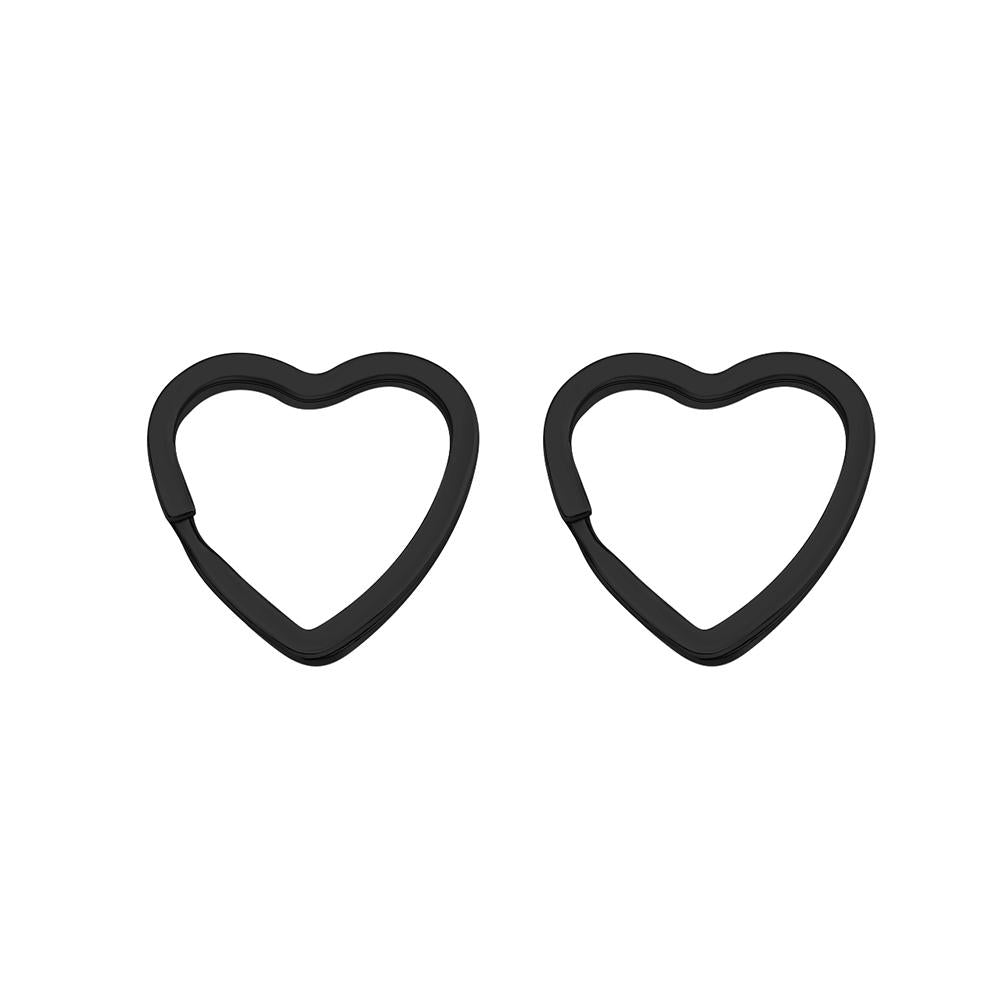 Portachiavi Piatto A Forma Di Cuore Portachiavi Diviso In Metallo Nero Due - soufeelit