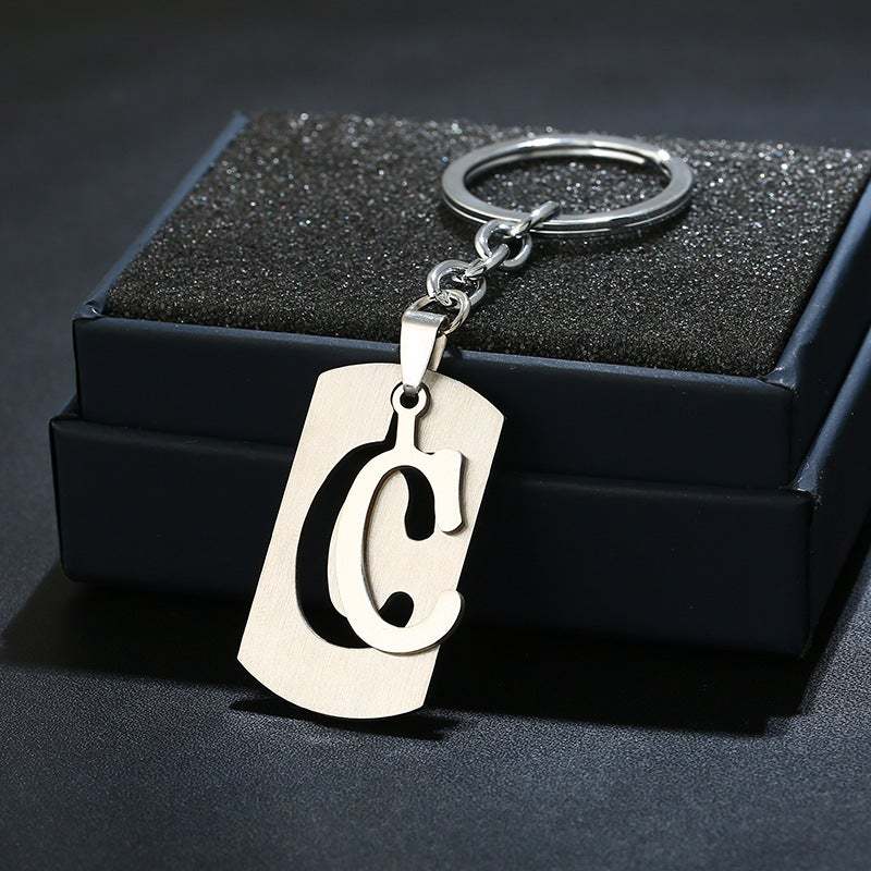 Portachiavi Con Alfabeto Argento Portachiavi Con Lettera Iniziale Semplice Regalo Di Compleanno