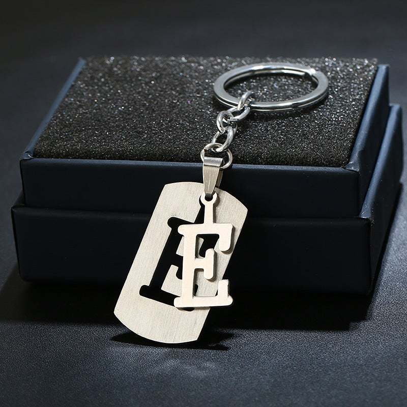 Portachiavi Con Alfabeto Argento Portachiavi Con Lettera Iniziale Semplice Regalo Di Compleanno