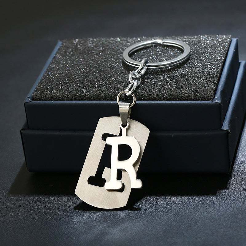 Portachiavi Con Alfabeto Argento Portachiavi Con Lettera Iniziale Semplice Regalo Di Compleanno