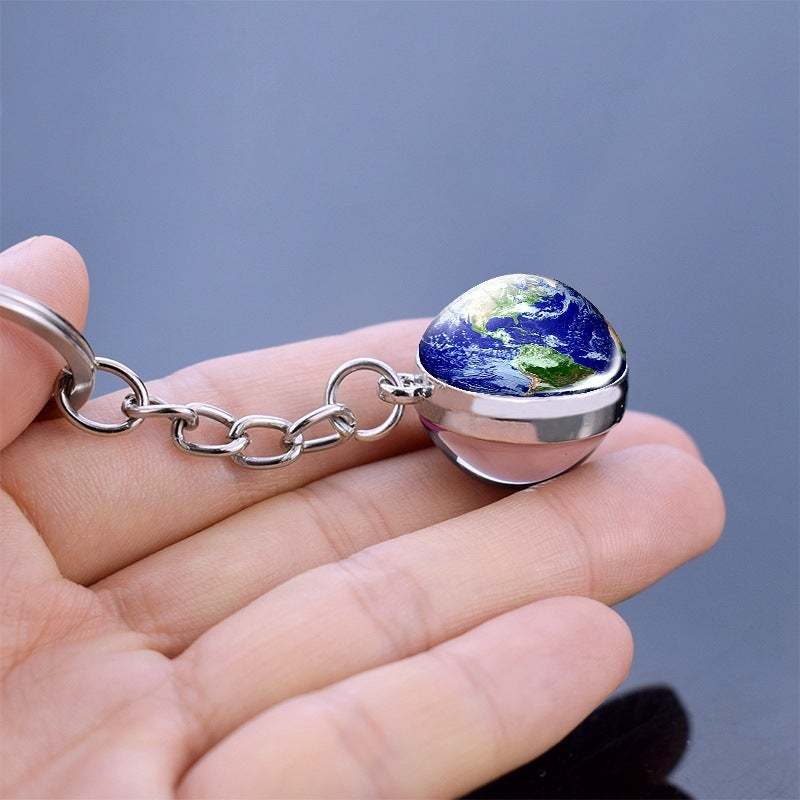 Portachiavi A Forma Di Pianeta Del Sistema Solare Portachiavi Con Sfera Di Vetro Che Si Illumina Al Buio - soufeelit