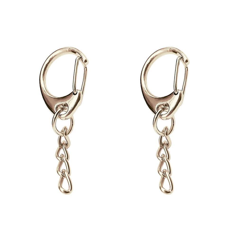 Portachiavi Con Fibbia A Forma Di C Piccolo Portachiavi A Scatto Con Catena E Anello Di Salto Gold Two - soufeelit