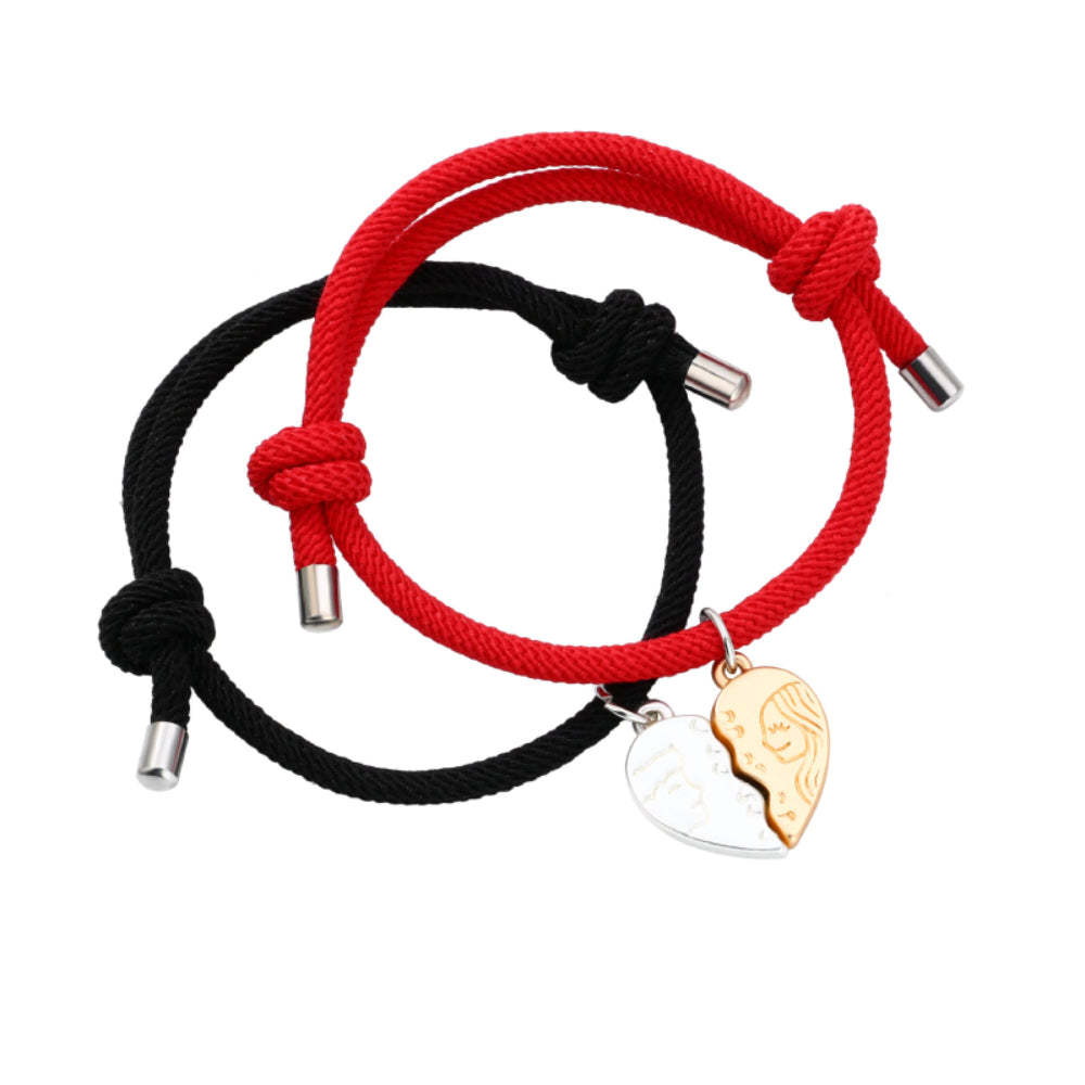 Set Di Braccialetti Magnetici A Trama Di Coppia Regalo Di San Valentino Per Coppie Di Amici - soufeelit