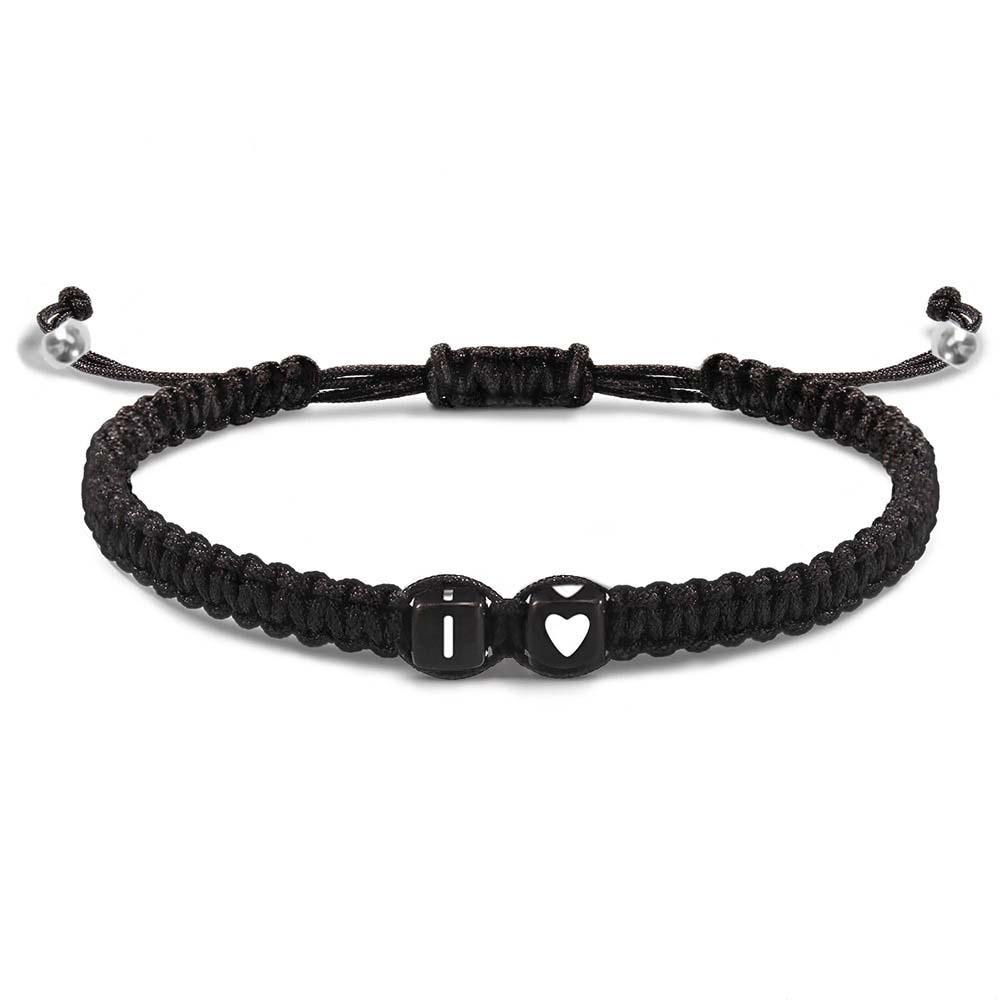 Bracciale Alfabeto A Forma Di Cuore Intrecciato Regali Esplosivi - soufeelit