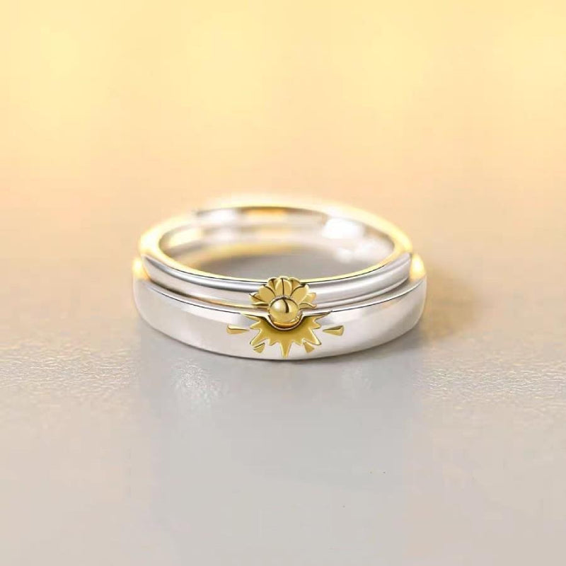 Anelli Di Promessa Abbinati A Girasole Coppia Di Anelli Regolabili Per Gioielli Regalo Per Gli Amanti - soufeelit