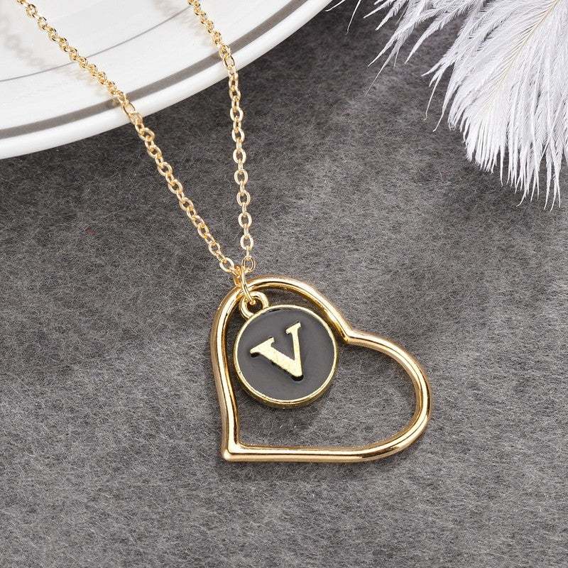 Pendente Della Lettera Creativa Della Collana Della Lettera Del Cuore Di Amore Della Cavità Di Modo - soufeelit