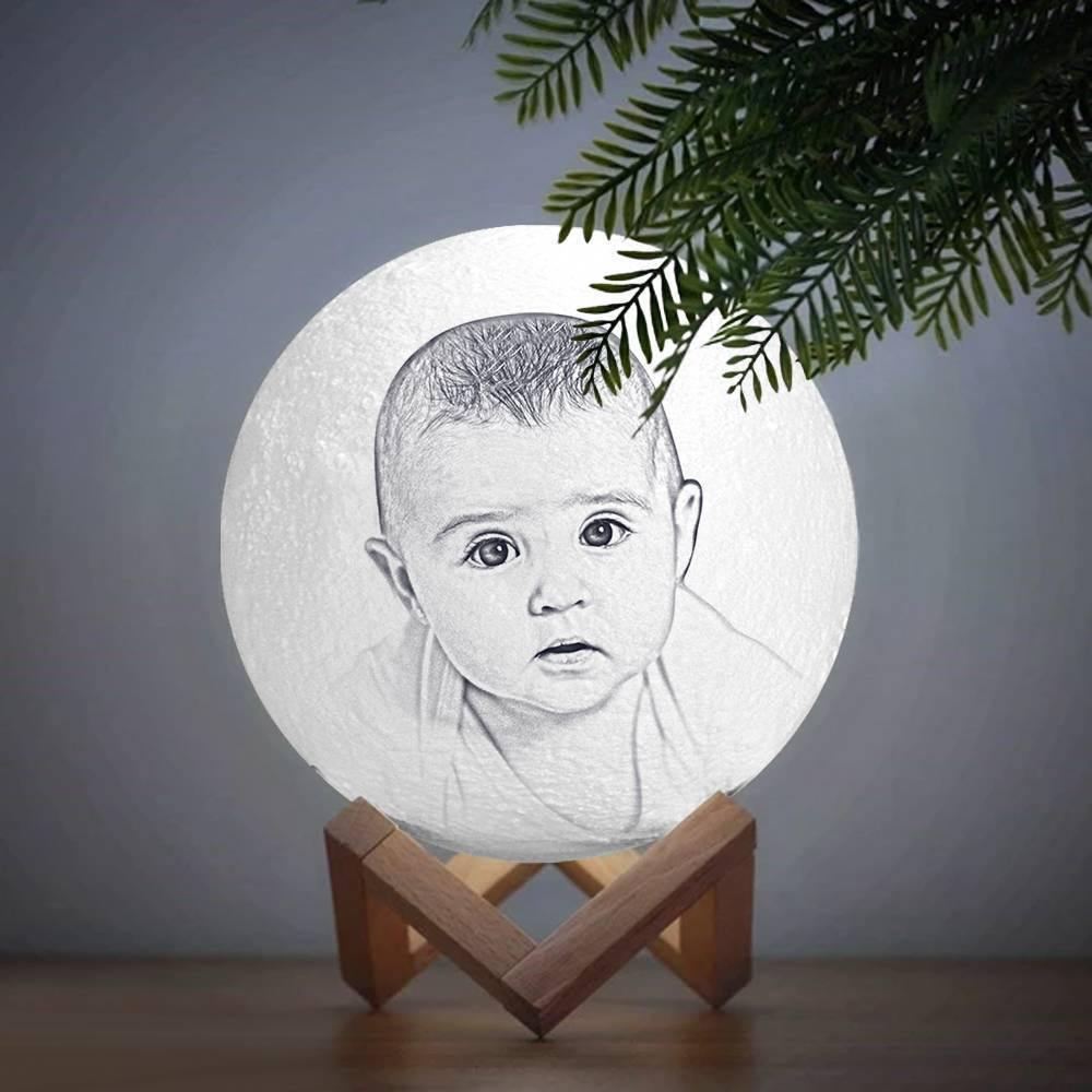 Lampada con foto lunare, regalo per bambini con luce fotografica 3D personalizzata - Tocca due colori (10-20 cm) - soufeelit
