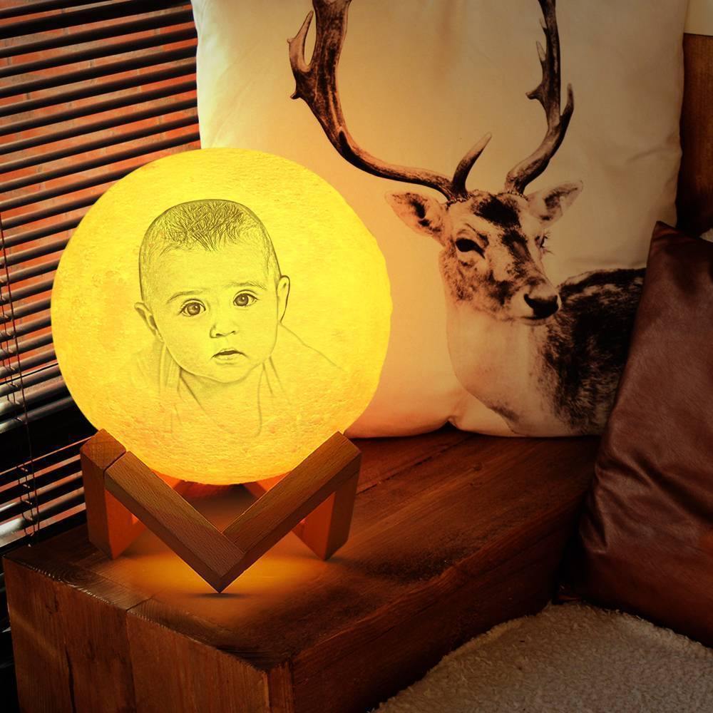 Lampada con foto lunare, regalo per bambini con luce fotografica 3D personalizzata - Tocca due colori (10-20 cm) - soufeelit