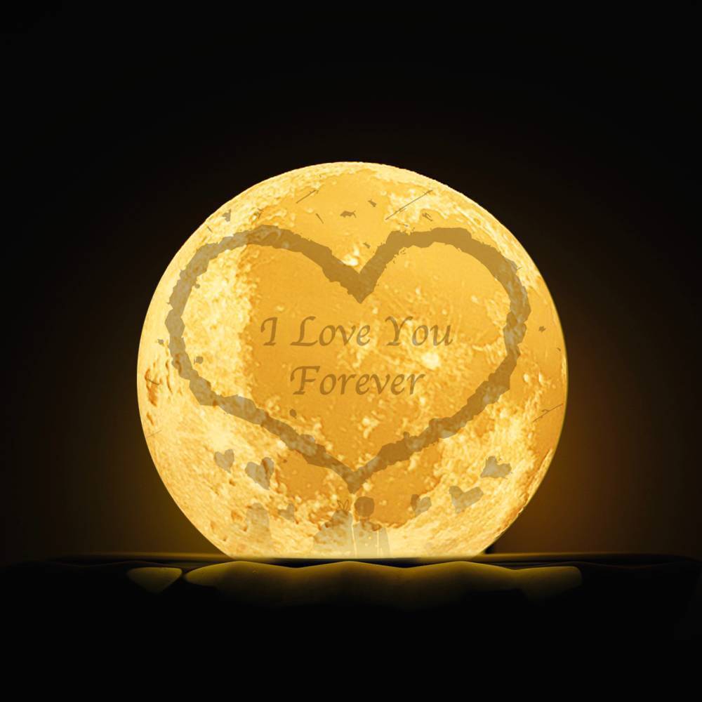 Lampada luna con incisione, regalo souvenir 3D lampada luna personalizzata - Tocca due colori 15cm-20cm Valido