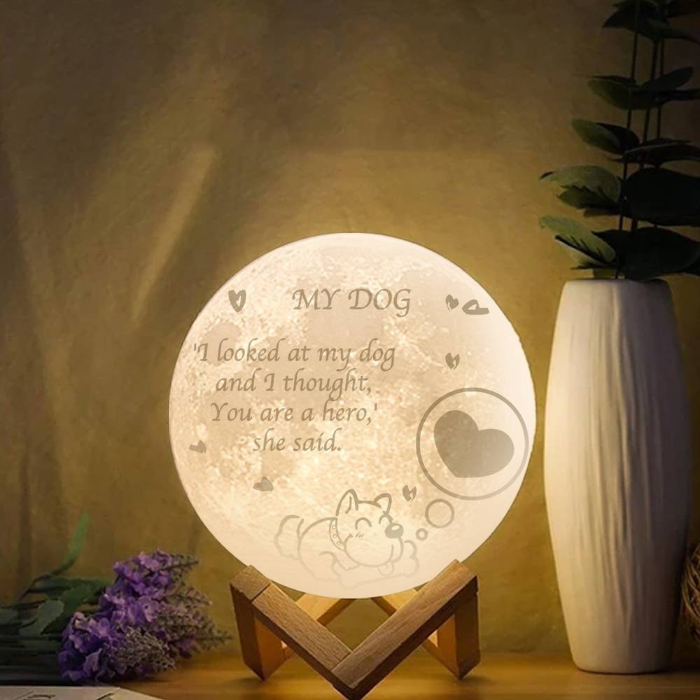 Lampada lunare con incisione, decorazione domestica della lampada lunare 3D personalizzata - Tocca due colori 15 cm-20 cm Valido