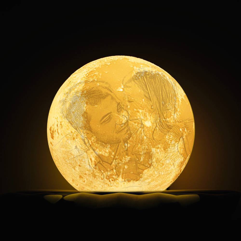 Lampada Moon Photo, Lampada fotografica 3D Custom, Lampada Moon con cuore - Tocca due colori 15cm-20cm Valido