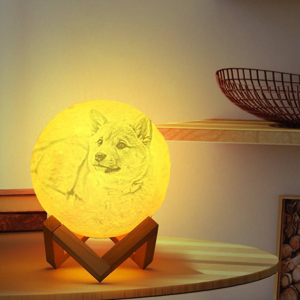 Lampada Moon Photo, Lampada Photo 3D personalizzata, Lampada Moon Dog carino - Tocca due colori 15cm-20cm Valido
