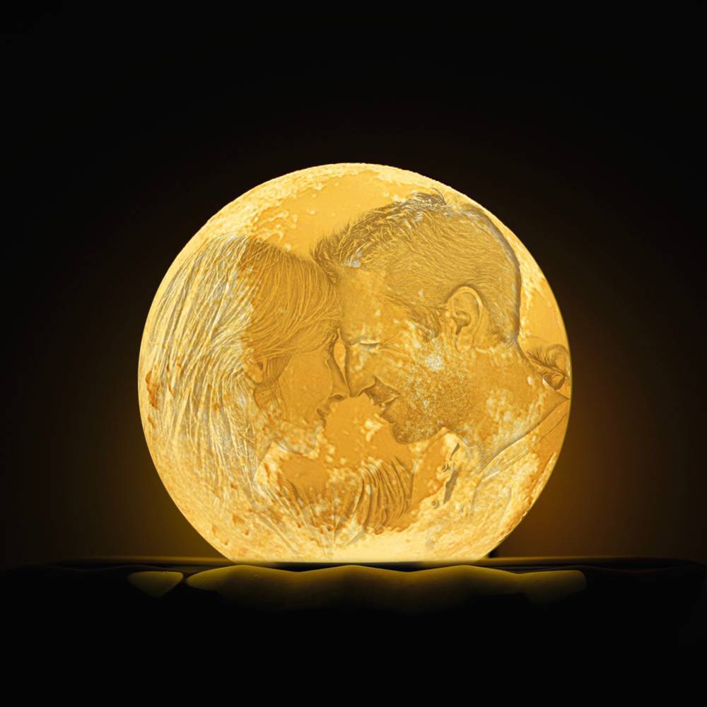 Lampada Moon Photo, Lampada fotografica 3D Custom, Lampada Moon con albero di Natale - Tocca due colori 15cm-20cm Valido