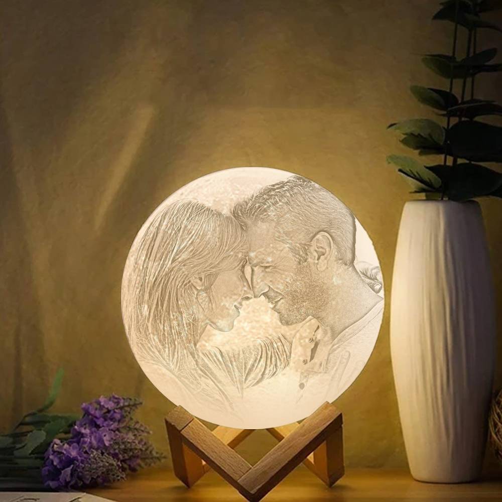Lampada Moon Photo, Lampada fotografica 3D Custom, Lampada Moon con albero di Natale - Tocca due colori 15cm-20cm Valido