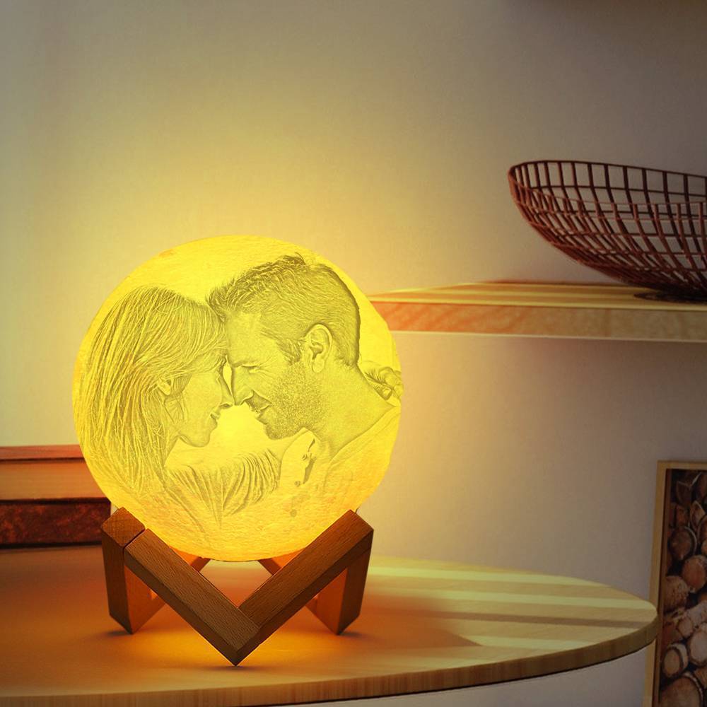 Lampada Moon Photo, Lampada fotografica 3D Custom, Lampada Moon con albero di Natale - Tocca due colori 15cm-20cm Valido