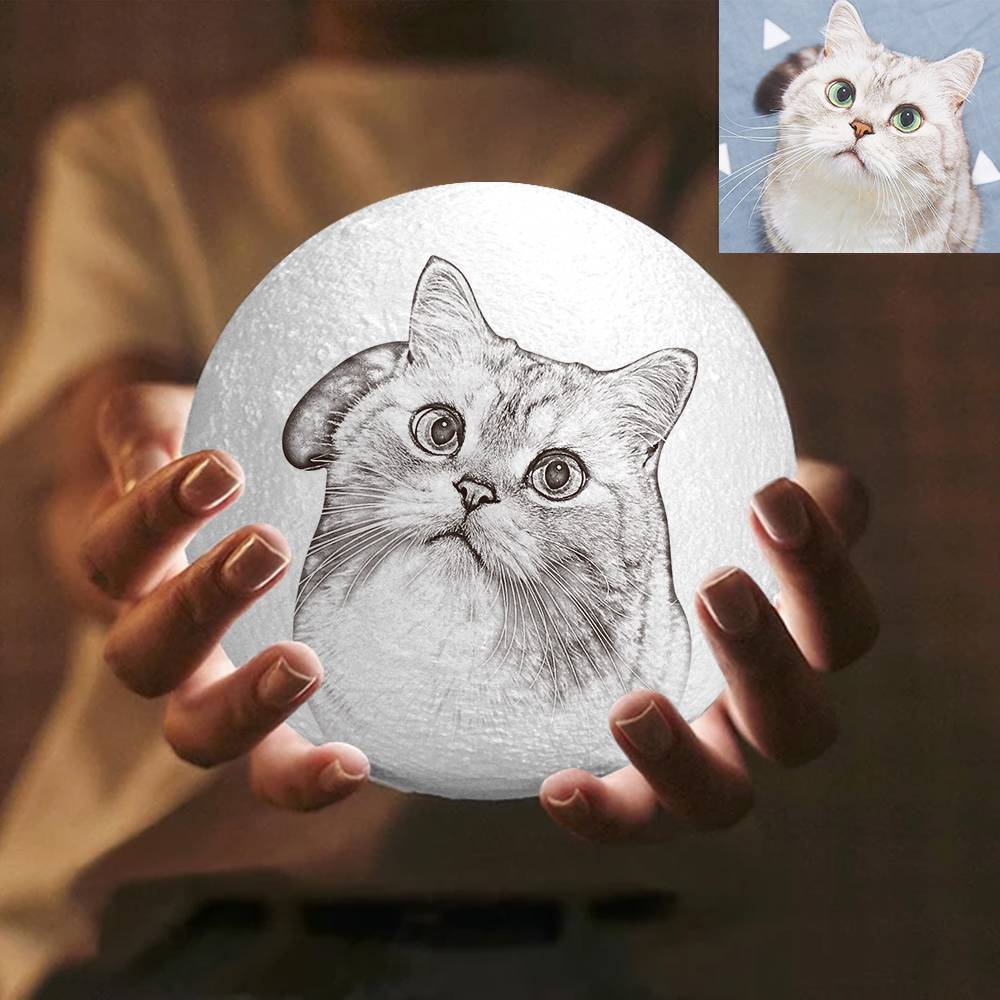 Magic Moon Custom Moon Lamp Stampa 3d, Simpatico Animale Domestico - Telecomando Sedici Colori （10-20cm）