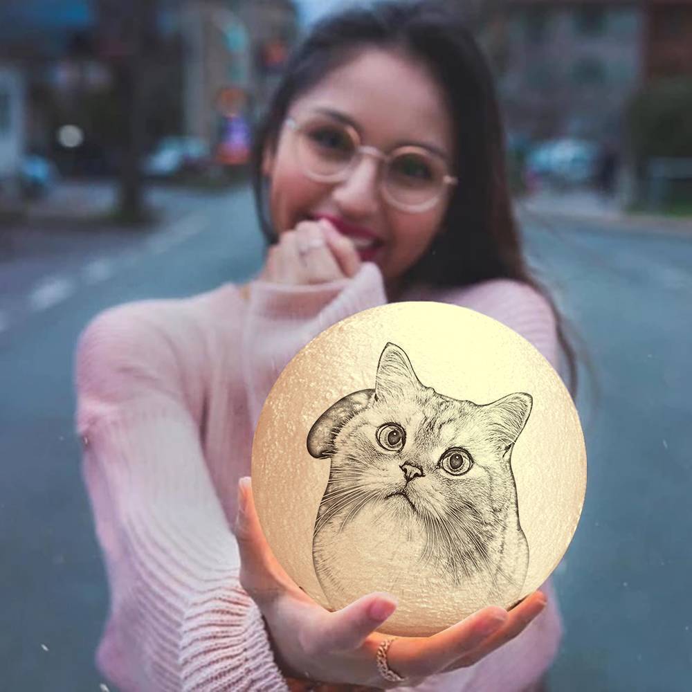 Magic Moon Custom Moon Lamp Stampa 3d, Simpatico Animale Domestico - Telecomando Sedici Colori （10-20cm）