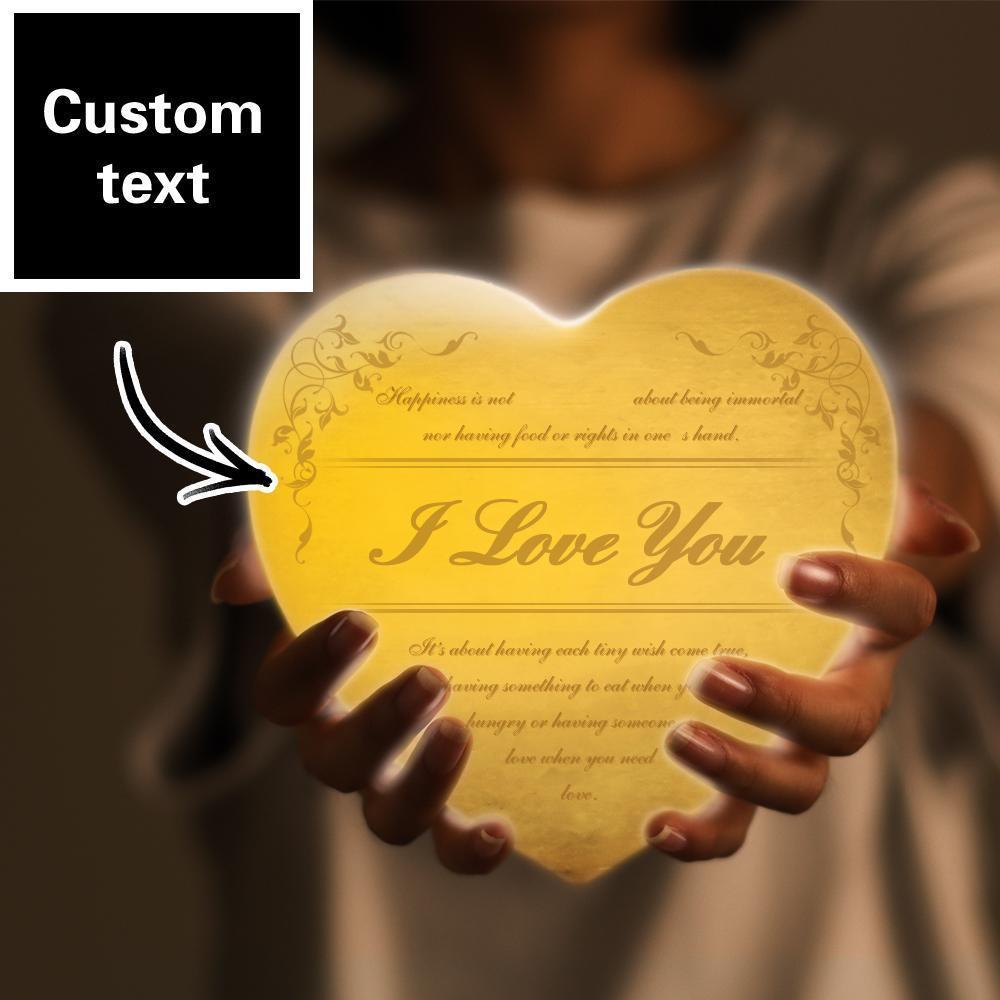 Lampada Lunare Incisa Lampada 3d Personalizzata A Forma Di Cuore Luna Per Amante - Tocca Tre Colori Da 4,72 Pollici Da 5,9 Pollici Disponibili