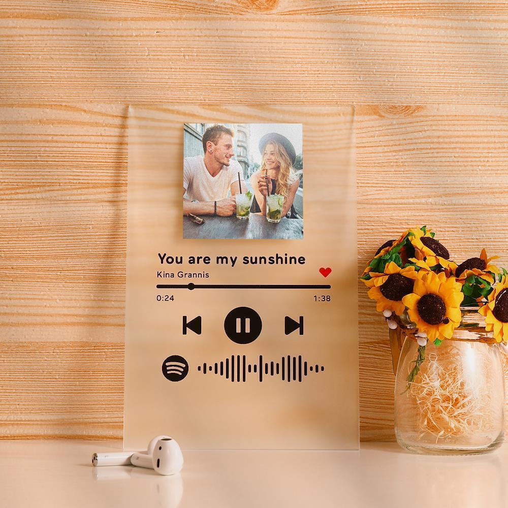 Spotify Personalizzato Placca Musica Scansionabile Spotify Glass Art Con Staffa In Legno