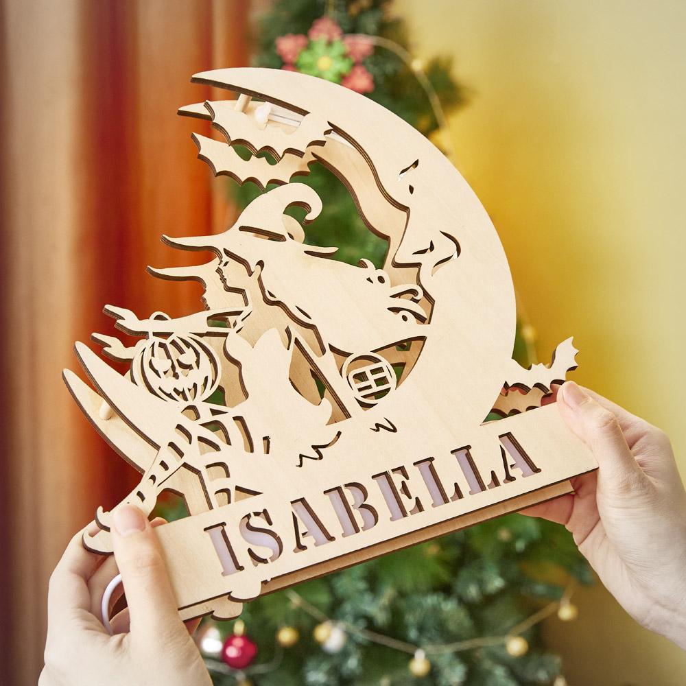 Lampada Incisa Personalizzata Witch Moon Led Nightlight Regalo Per Gli AmiciLampada Personalizzata
