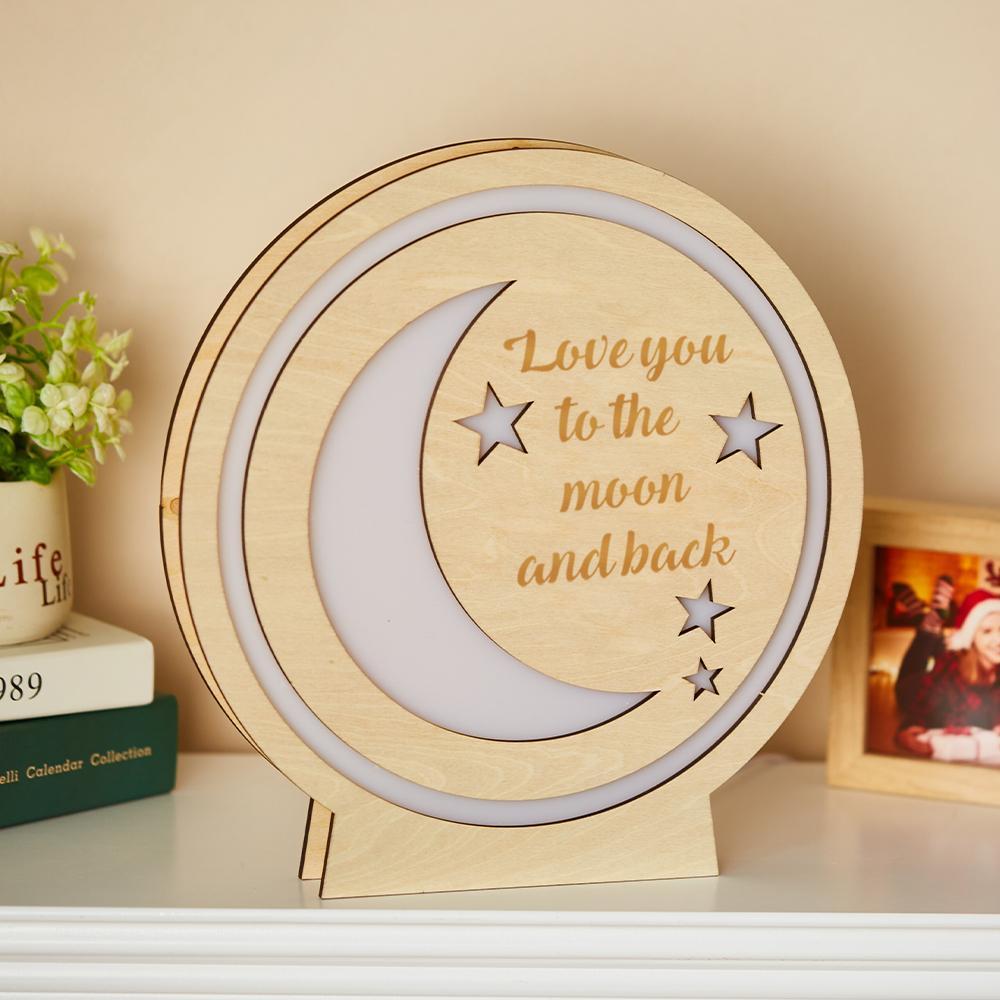 Regalo Personalizzato Con Lampada Al Chiaro Di Luna In Legno Con Incisione Per La Tua FamigliaLampada Personalizzata