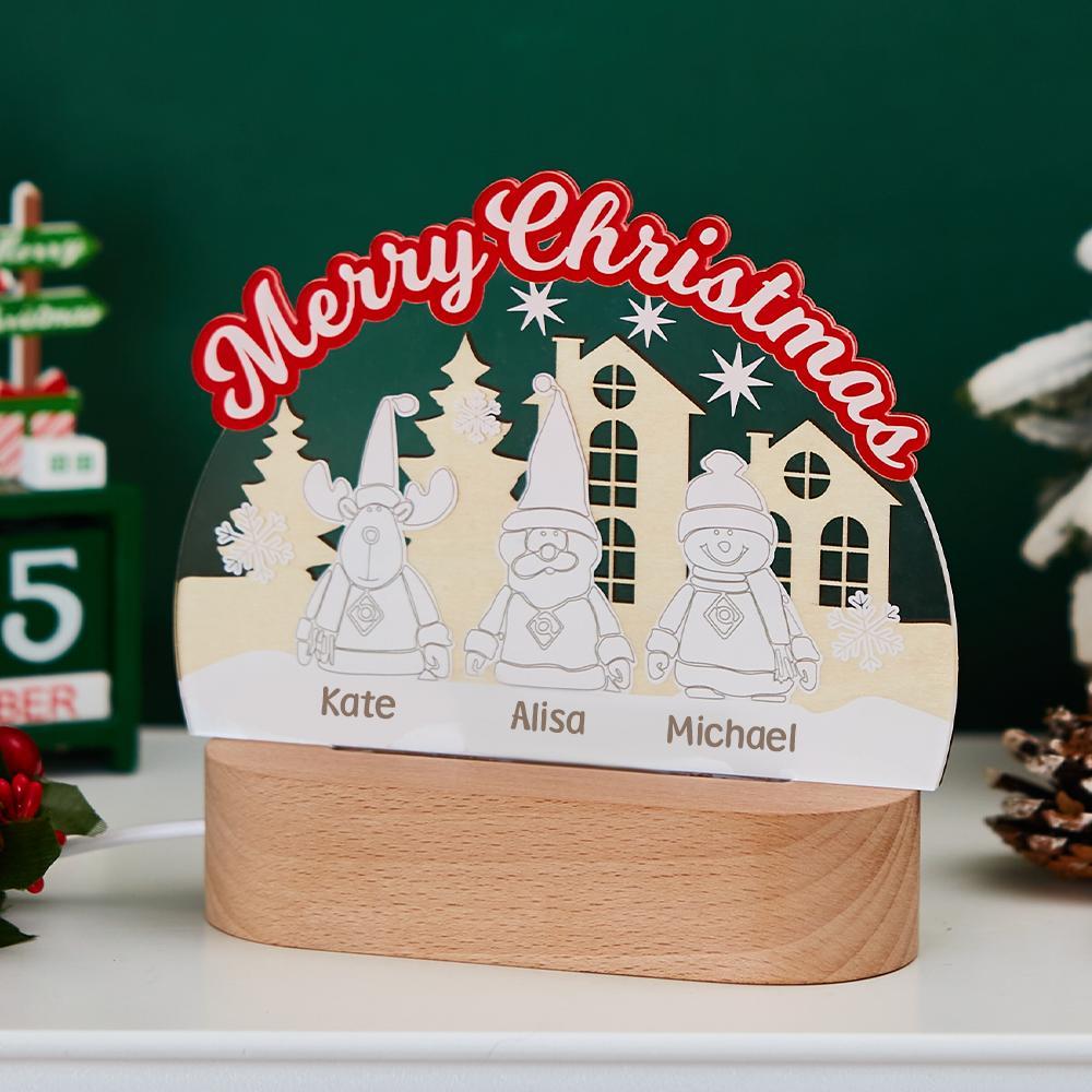 Lampada Incisa Personalizzata Elk Babbo Natale Pupazzo Di Neve Regalo Di Natale Per BambiniLampada Personalizzata