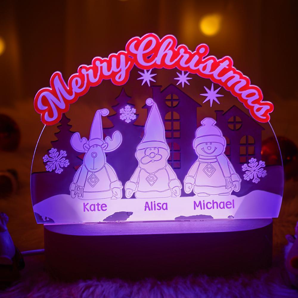 Lampada Incisa Personalizzata Elk Babbo Natale Pupazzo Di Neve Regalo Di Natale Per BambiniLampada Personalizzata