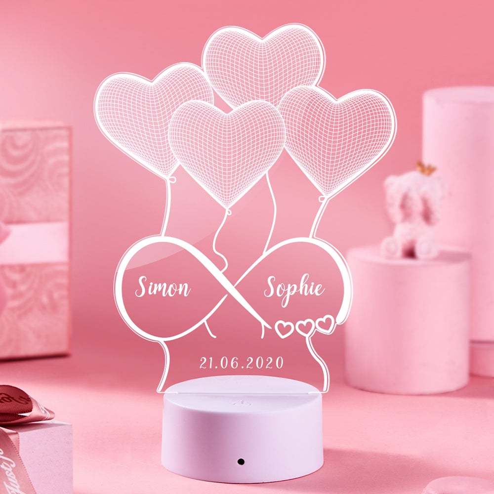 Lampada Illusion 3d Personalizzata Regalo Di San Valentino Per LeiLampada Personalizzata