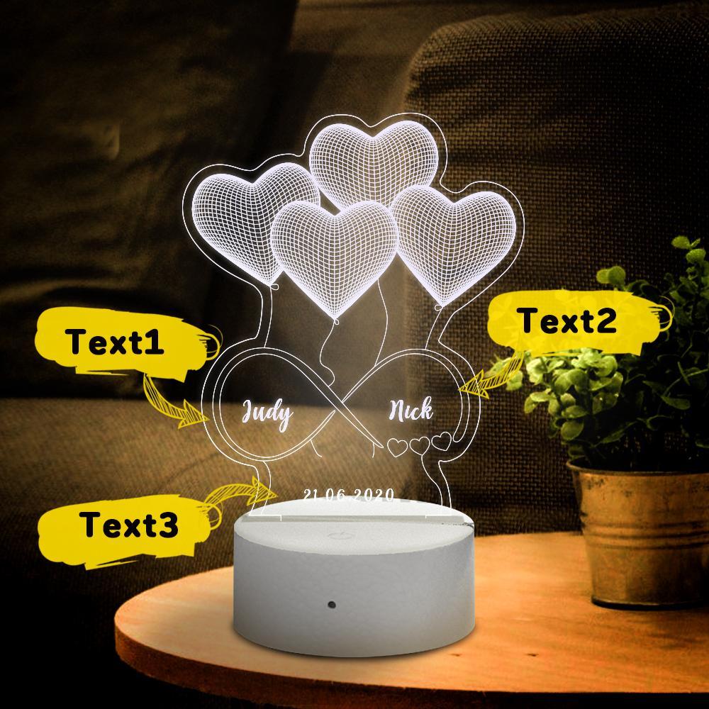 Lampada Illusion 3d Personalizzata Regalo Di San Valentino Per LeiLampada Personalizzata