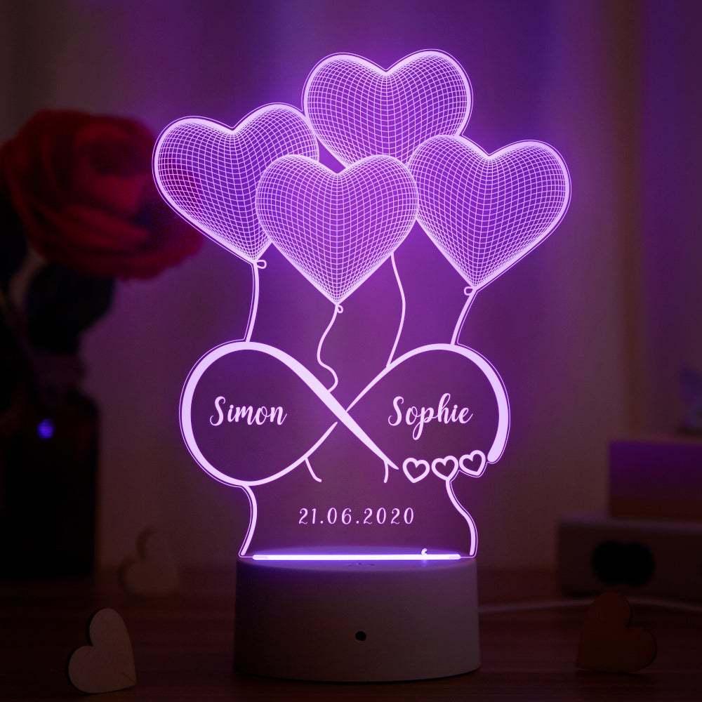 Lampada Illusion 3d Personalizzata Regalo Di San Valentino Per LeiLampada Personalizzata