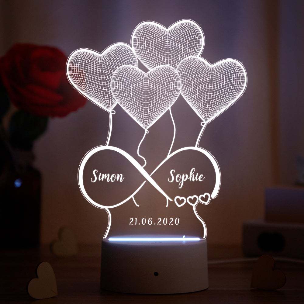Lampada Illusion 3d Personalizzata Regalo Di San Valentino Per LeiLampada Personalizzata