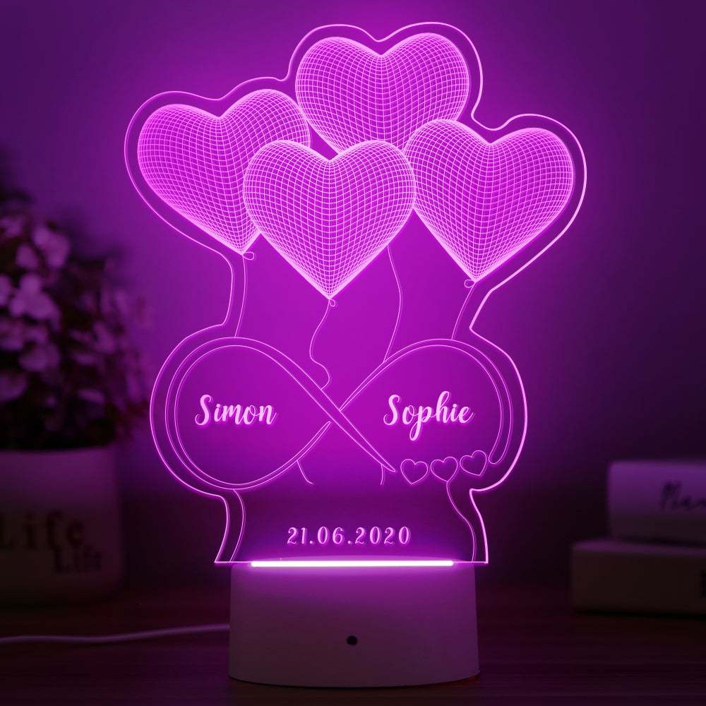 Lampada Illusion 3d Personalizzata Regalo Di San Valentino Per LeiLampada Personalizzata