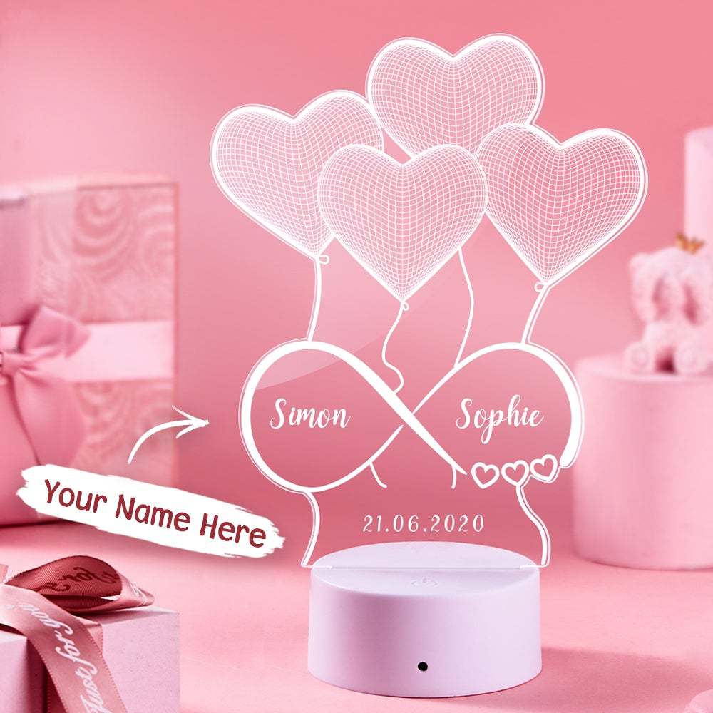 Lampada Illusion 3d Personalizzata Regalo Di San Valentino Per LeiLampada Personalizzata