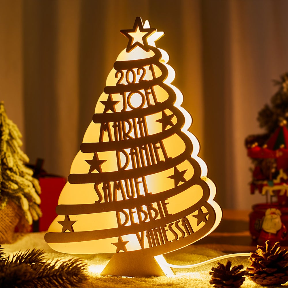 Nome Di Famiglia Inciso Personalizzato Albero Di Natale Decorazioni Uniche Per Regali Di Natale In FamigliaLampada Personalizzata