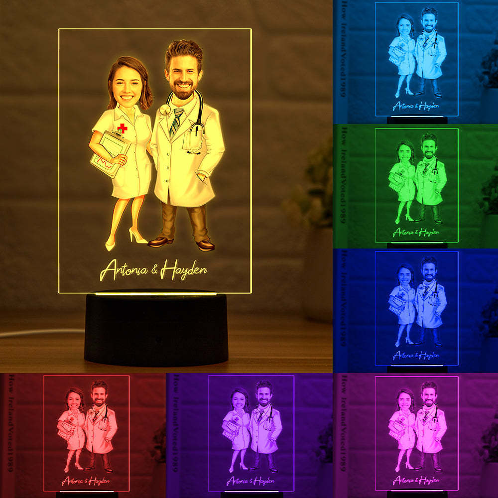 Lampada Da Notte A Led Personalizzata Con Nome E Foto Lampada In Acrilico Personalizzata Con Base In Legno - soufeelit