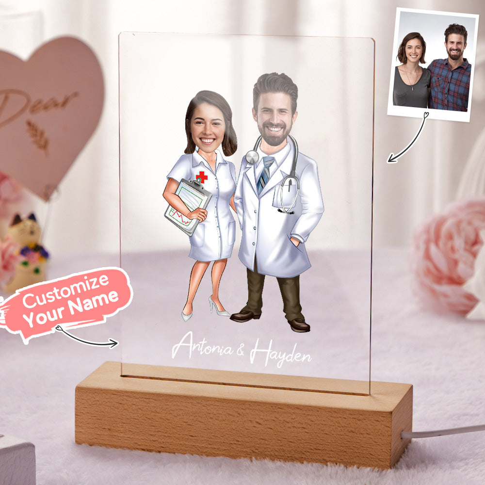 Nome Personalizzato E Foto Lampada Da Notte A Led Con Base In Legno Lampada In Acrilico Personalizzata - soufeelitLampada Personalizzata