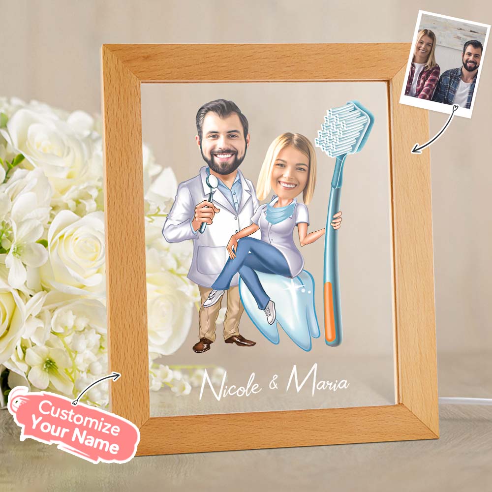 Luce Notturna A Led Con Nome E Foto Personalizzati Luce Notturna Con Cornice In Legno - soufeelitLampada Personalizzata