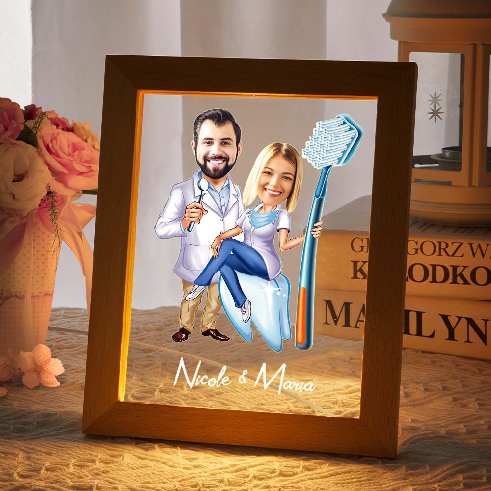 Luce Notturna A Led Con Nome E Foto Personalizzati Luce Notturna Con Cornice In Legno - soufeelitLampada Personalizzata
