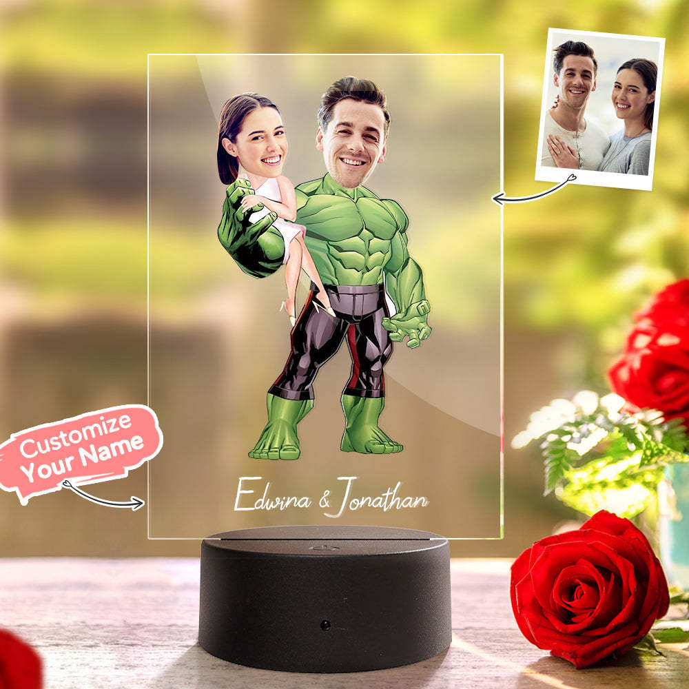 Lampada Da Notte A Led Personalizzata Con Nome E Foto Lampada In Acrilico Personalizzata Con Base In Legno - soufeelit