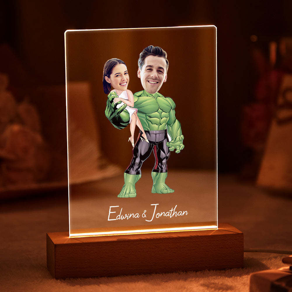 Lampada Da Notte A Led Personalizzata Con Nome E Foto Lampada In Acrilico Personalizzata Con Base In Legno - soufeelit