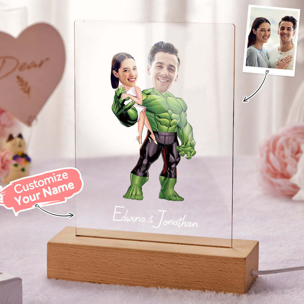 Lampada Da Notte A Led Personalizzata Con Nome E Foto Lampada In Acrilico Personalizzata Con Base In Legno - soufeelit