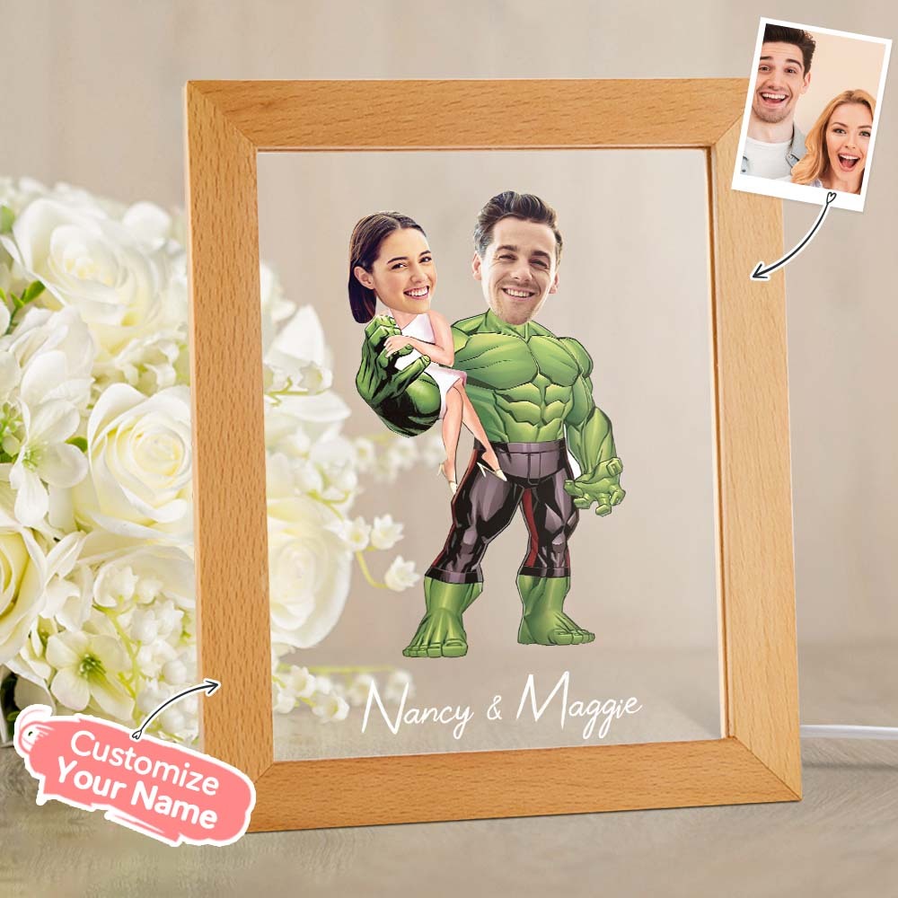 Lampada Da Notte A Led Personalizzata Con Nome E Foto Lampada In Acrilico Personalizzata Con Base In Legno - soufeelit
