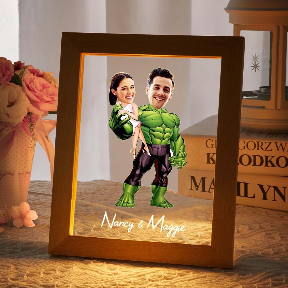 Lampada Da Notte A Led Personalizzata Con Nome E Foto Lampada In Acrilico Personalizzata Con Base In Legno - soufeelit