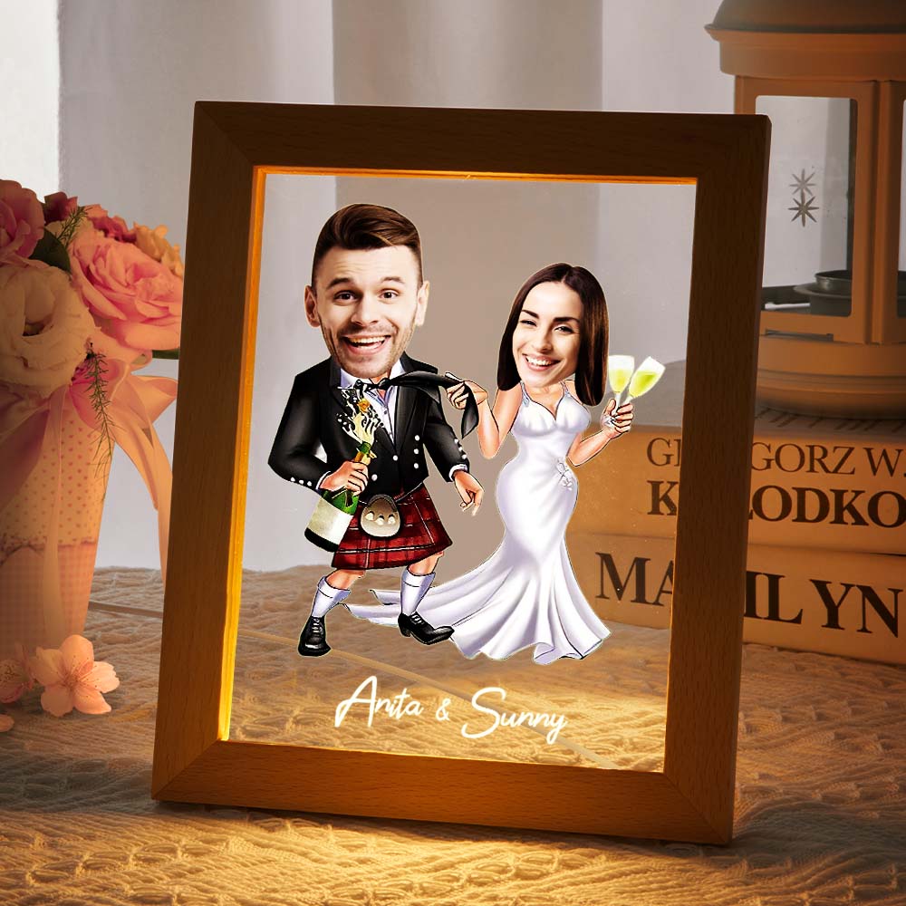 Lampada Acrilica Personalizzata Nome Personalizzato E Foto Cornice In Legno Luce Led Regalo Divertente - soufeelitLampada Personalizzata