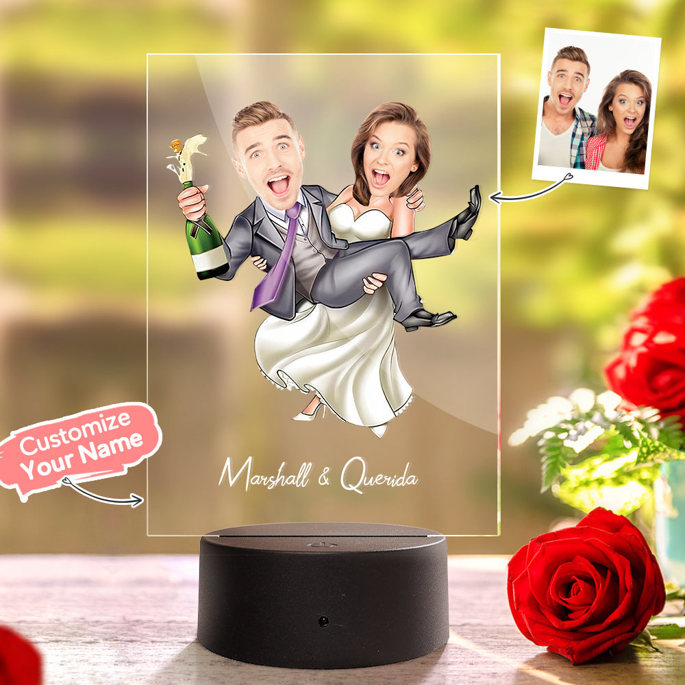 Lampada In Acrilico Personalizzata Nome Personalizzato E Foto Lampada Con Base In Legno - soufeelitLampada Personalizzata