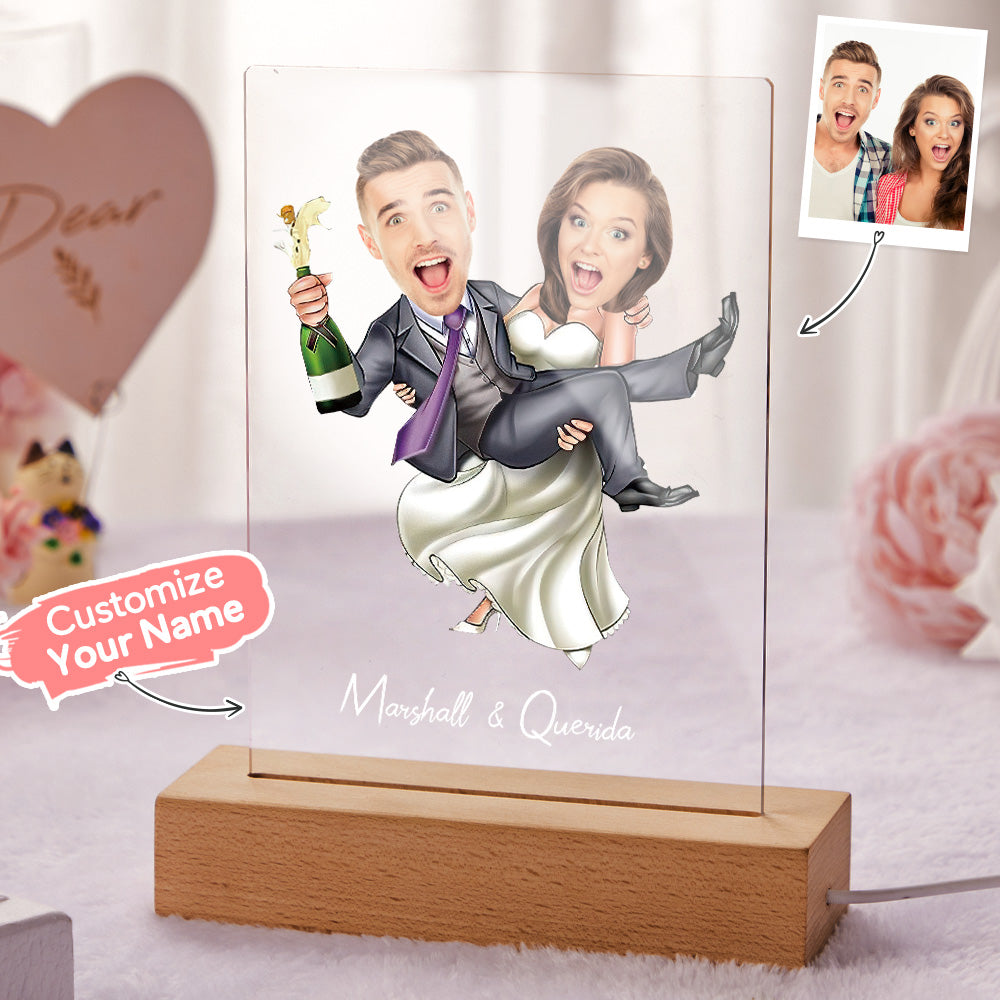 Lampada In Acrilico Personalizzata Nome Personalizzato E Foto Lampada Con Base In Legno - soufeelitLampada Personalizzata