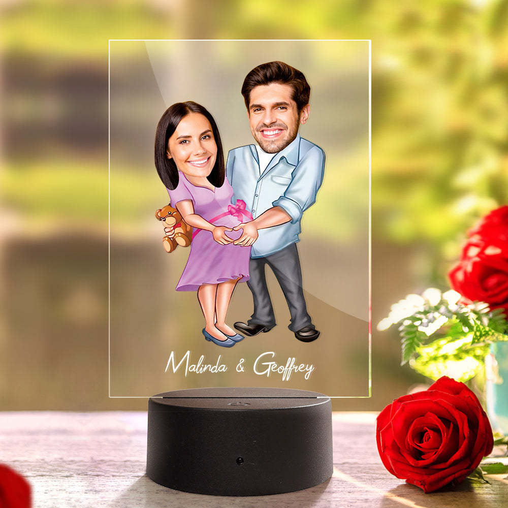 Lampada Acrilica Personalizzata Nome Personalizzato E Foto Luce Notturna Con Cornice In Legno - soufeelitLampada Personalizzata
