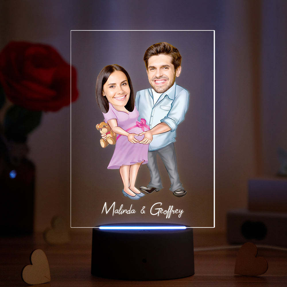 Lampada Acrilica Personalizzata Nome Personalizzato E Foto Luce Notturna Con Cornice In Legno - soufeelitLampada Personalizzata